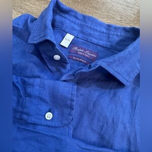 Ralph Lauren Purple Label Linnen Long Sleeve Shirt Resort Blue Men’s Size XL